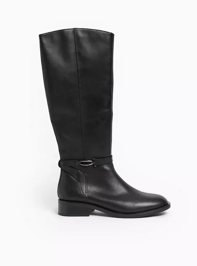 Buy Black Leather Long Length Rider Boots 8 | Boots | Tu | Tu Clothing