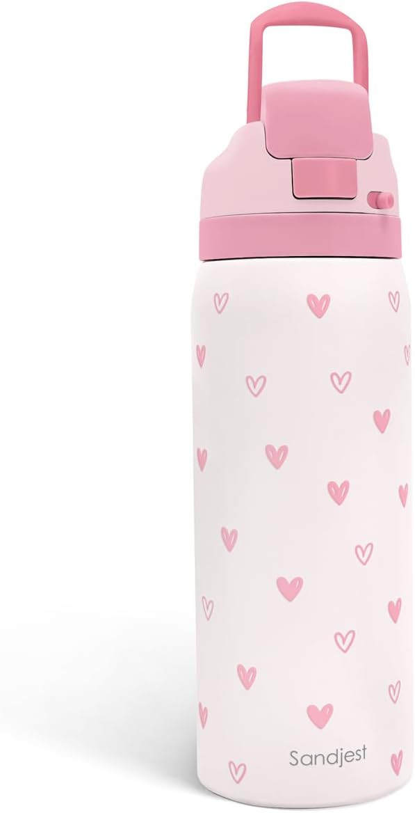 Heart Insulated Stainless Steel Water Bottle with Straw for Sports and Travel, 32oz, Gifts for Wo... | Amazon (US)