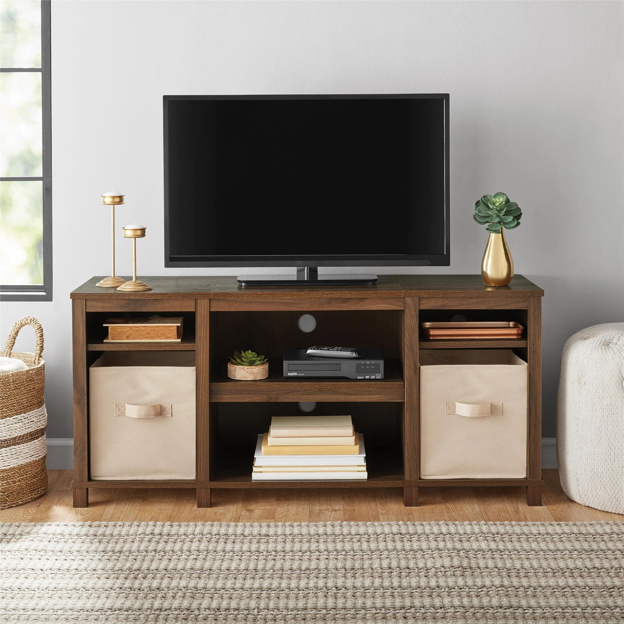 Mainstays Parsons TV Stand for TVs up to 50", Canyon Walnut - Walmart.com | Walmart (US)