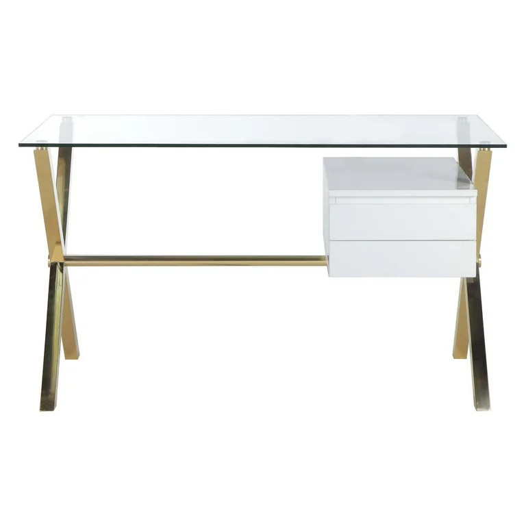 Pangea Home Gold Beverly Small White Desk | Walmart (US)