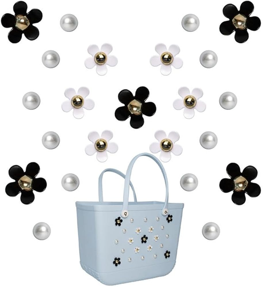 Flower Charms Compatible with Bogg Bag＆Simply Southern Totes, Pearl Bag Bits Insert Charm Acces... | Amazon (US)