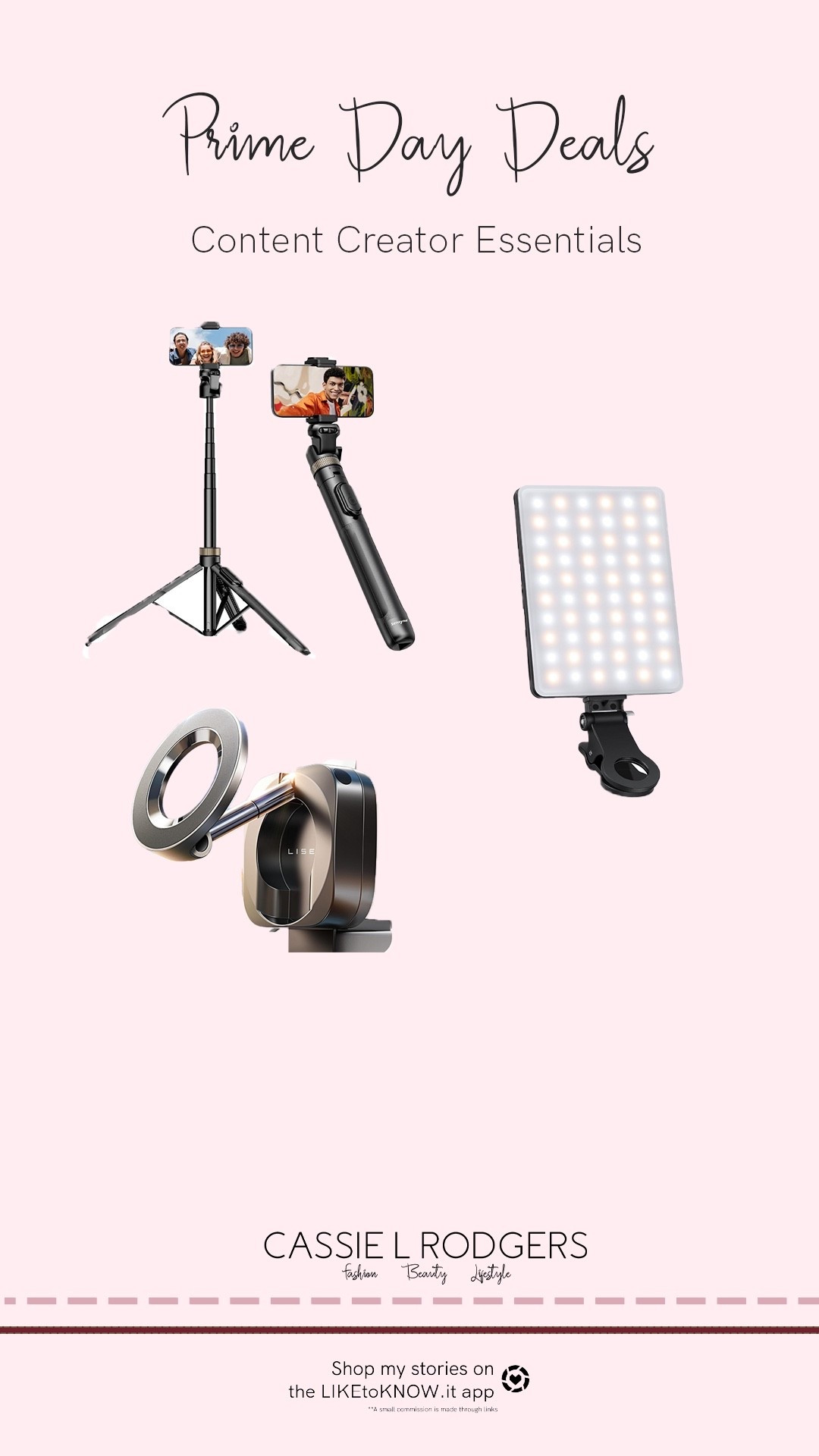 Content creator essentials! 
Clip on “Alix Earle” light 
MagSafe tripod for travel 
Compact tripod 

#LTKFindsUnder50 #LTKSaleAlert #LTKSeasonal