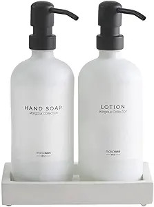 MaisoNovo Glass Soap Dispenser with Pump and Concrete Tray | Vintage Soap Dispenser Bathroom & Ki... | Amazon (US)