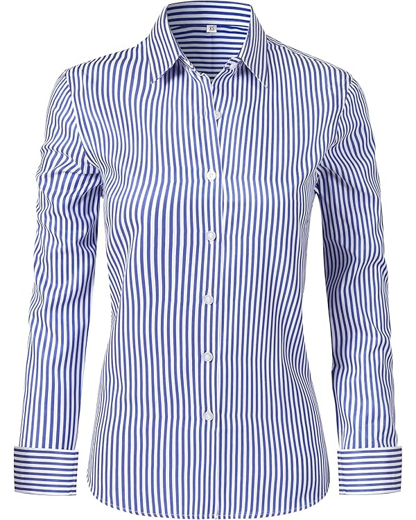 Ruisin Super Soft Wrinkle Free Button Down Shirts for Women Solid Long Sleeve Striped Formal Work... | Amazon (US)
