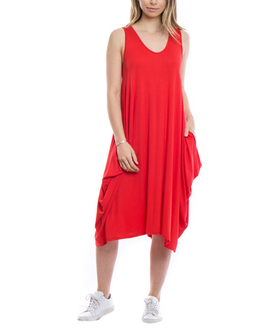Hippie Chic Women's Casual Dresses Red - Red Midi Dress - Women | Zulily