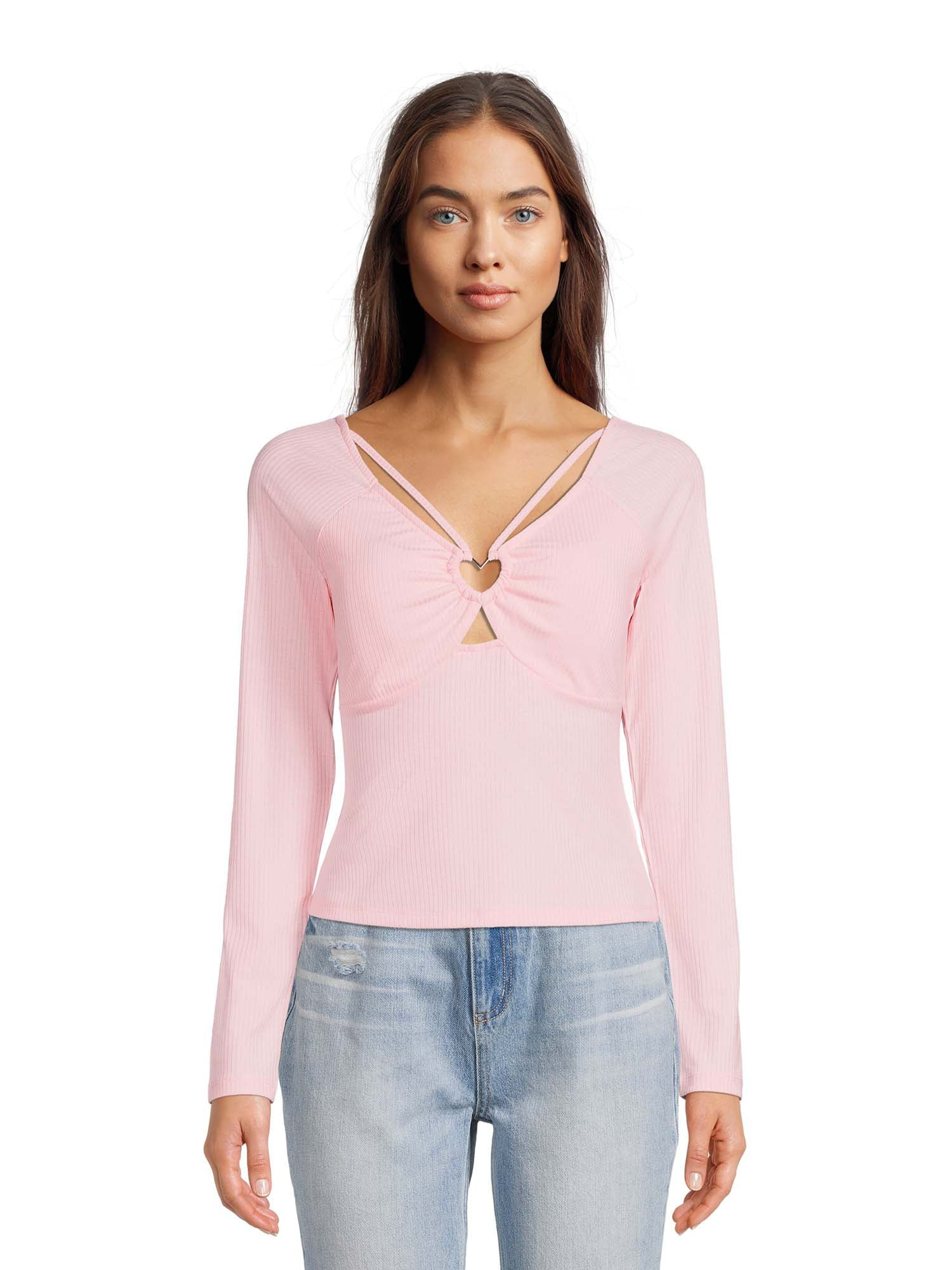 No Boundaries Juniors Heart Ring Cut Out Top | Walmart (US)