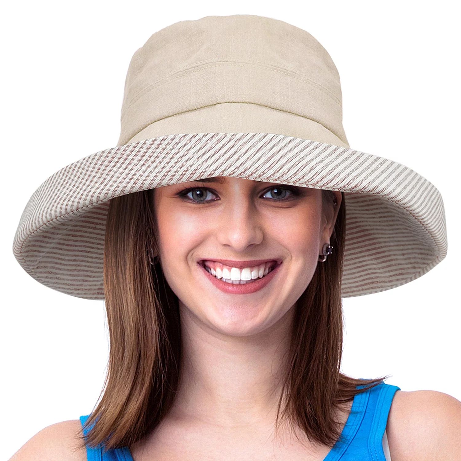 Solaris Womens Bucket Hat UV Sun Protection Lightweight Packable Summer Travel Beach Cap,Cream | Walmart (US)