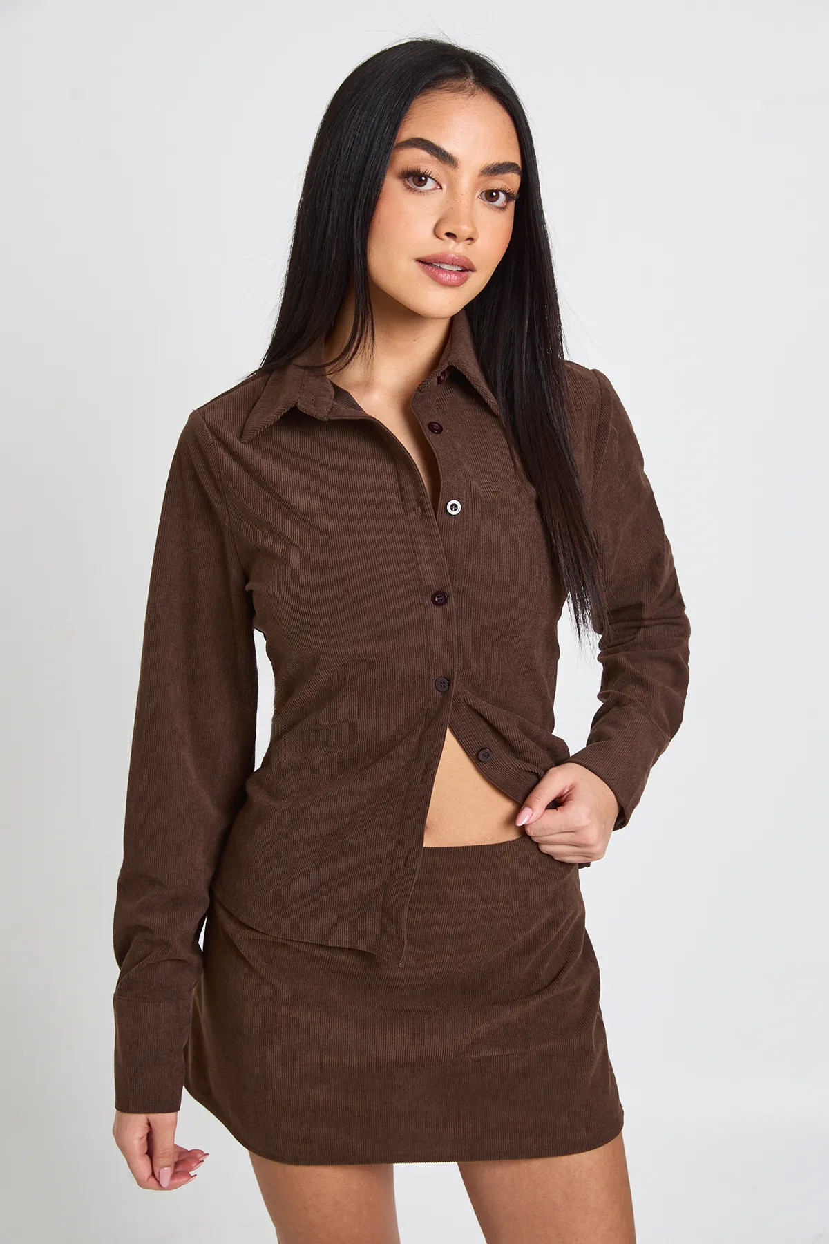 Chocolate Cord Mini Skirt | Boohoo | Boohoo.com (UK & IE)