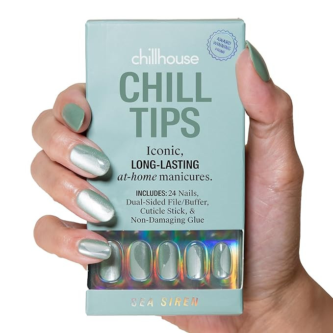 Chillhouse - Chill Tips, Press on Nails Kit - Sea Siren (Oval) - 24 Nail Shapes & Sizes - Up to 3... | Amazon (US)