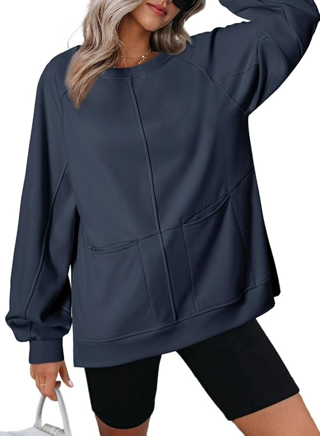 Dokotoo Womens Tops Long Sleeve Tunic Tops Loose Fit Dressy Casual Blouses Crewneck Pullover Tops... | Amazon (US)