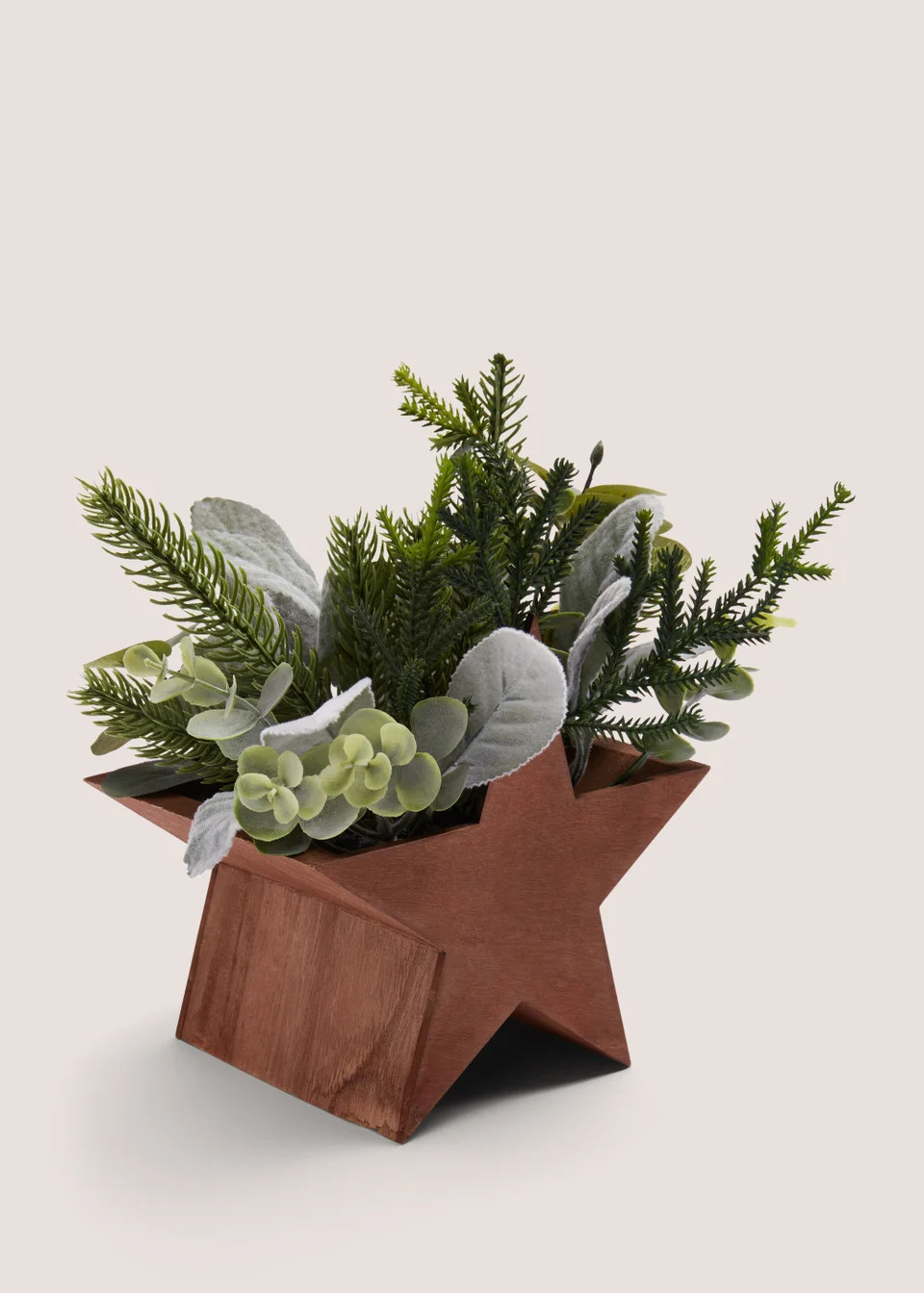 Wooden Star Plant (26cm x 18cm x 24cm) | Matalan (UK)