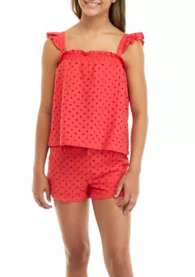 Girls 7-16 Eyelet Woven Set | Belk