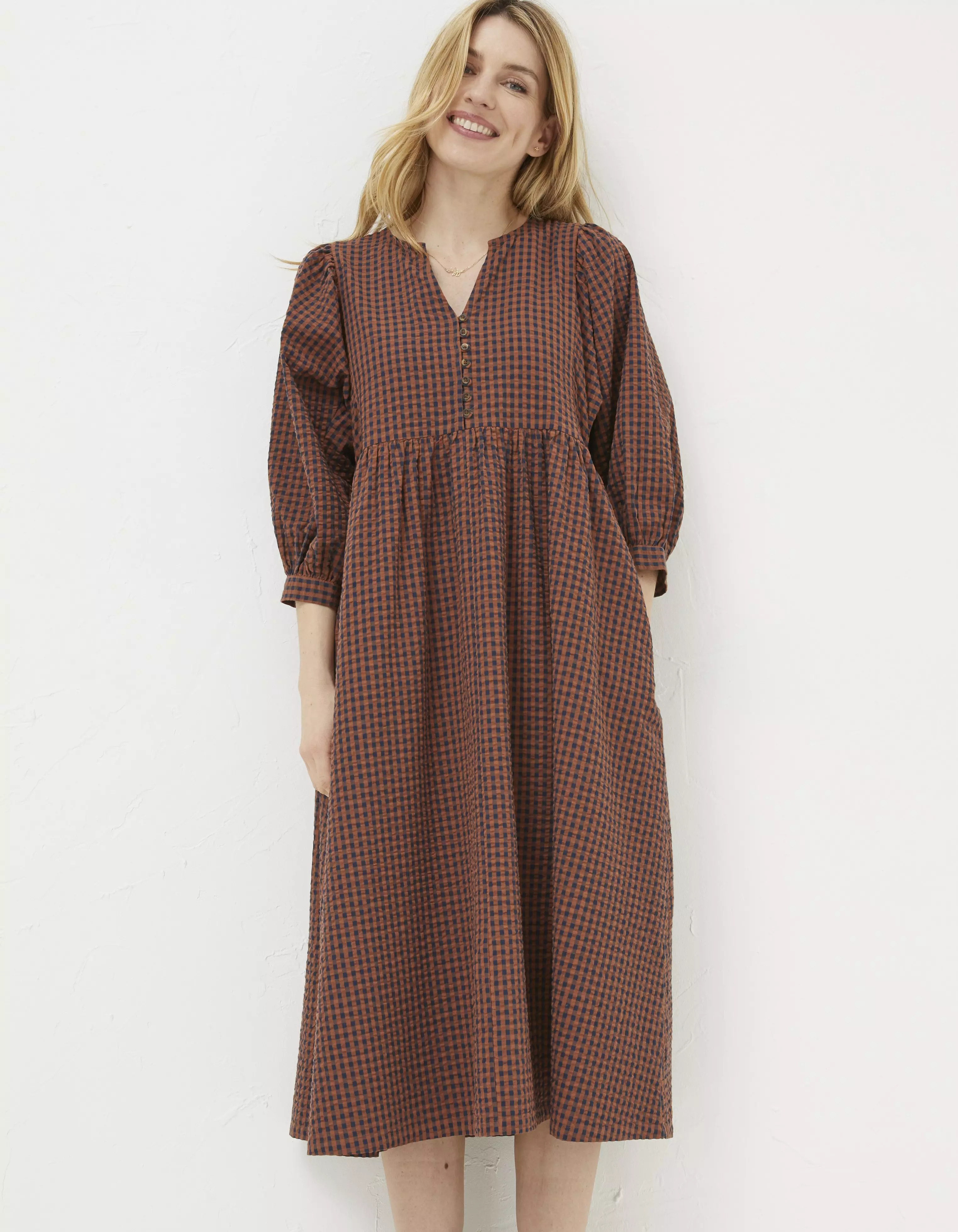Ceil Gingham Midi Dress | Fat Face (UK&IE)