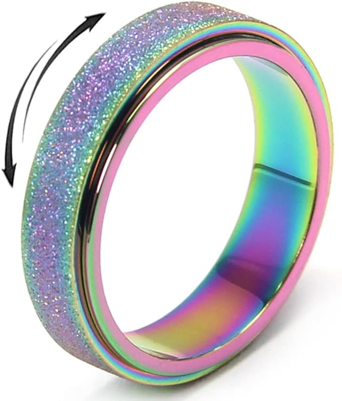 OreilleStar Anxiety Ring for Women Fidget Ring Spinner Fidget Toys Adults Stainless Steel Thumb R... | Amazon (US)