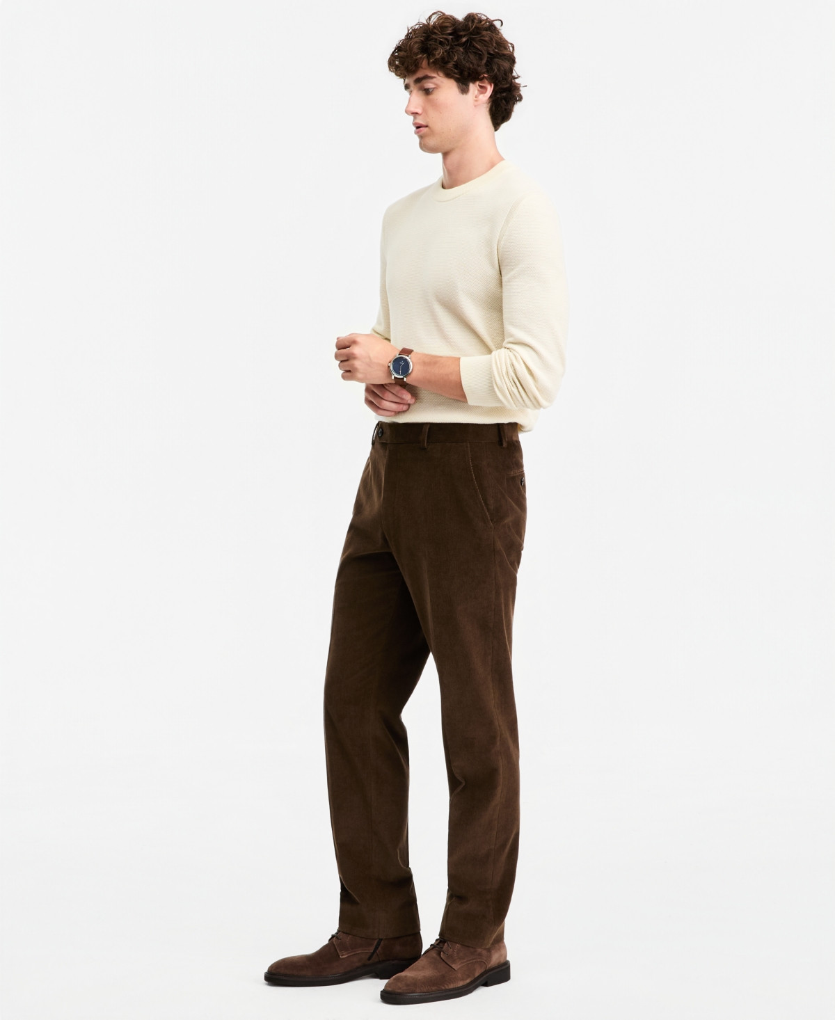 Tommy Hilfiger Men's Modern-Fit Solid Corduroy Pants - Brown | Macy's