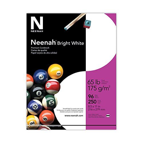 Neenah Premium Cardstock, 96 Brightness, 65 lb, Letter, Bright White, 250 Sheets per Pack (91904) | Amazon (US)