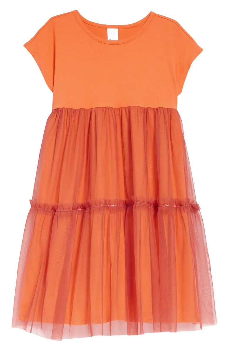 Kids' Tiered Mesh Overlay Dress | Nordstrom