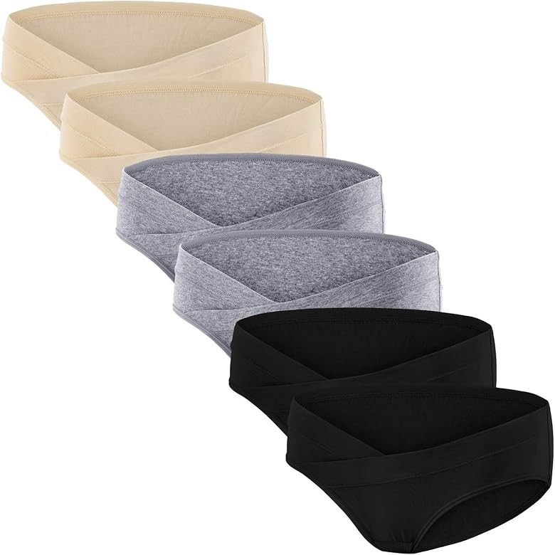 Angelhood 6 Pack Womens Cotton Maternity Underwear,Healthy Maternity Pregnancy Panties Postpartum Mo | Amazon (US)