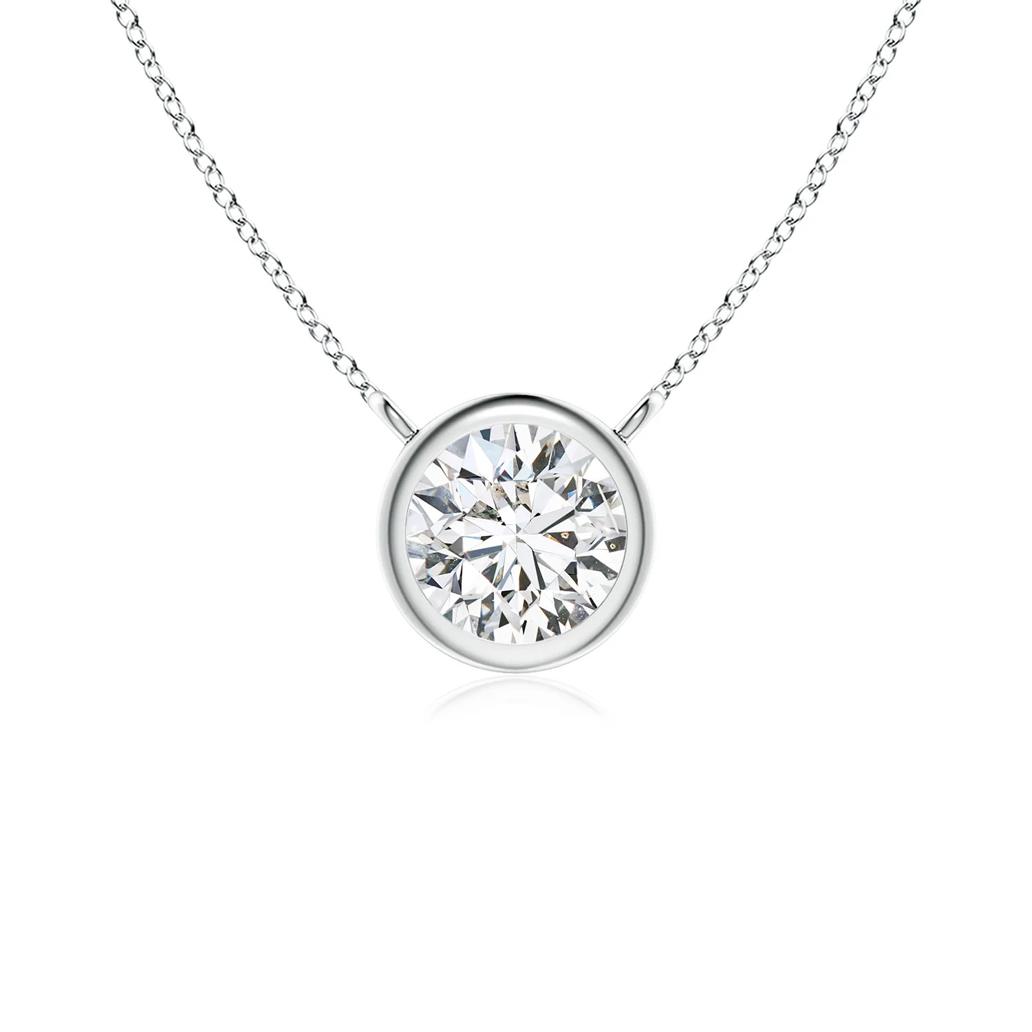 Bezel-Set Round Diamond Solitaire Necklace | Angara US