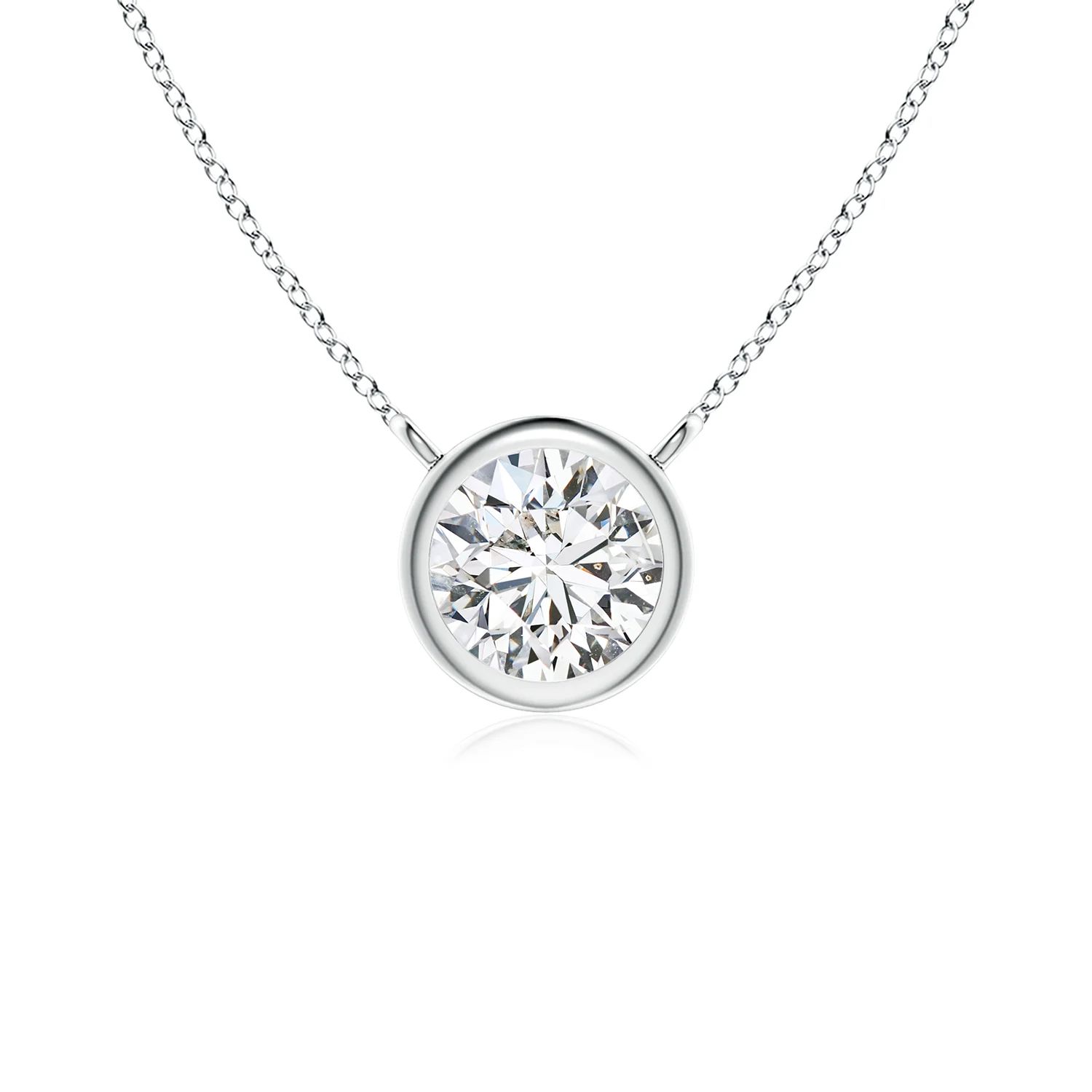 Bezel-Set Round Diamond Solitaire Necklace | Angara US