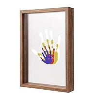Family Handprint Kit, DIY Craft Keepsake Wooden Frame, Endless Gift Set, Non-Toxic Paints, Transparent Sheets (Brown) | Amazon (US)