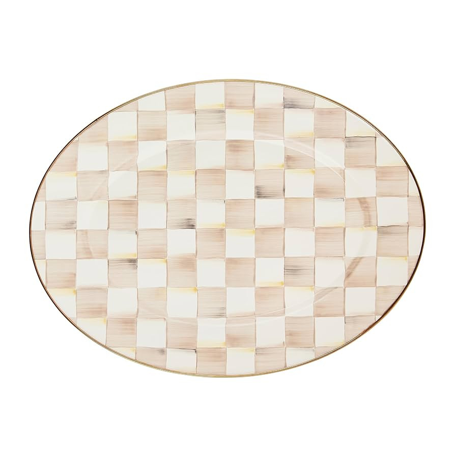 MACKENZIE-CHILDS Enamel Oval Platter, Serving Plate for Entertaining, Medium, Brown-and-White Moc... | Amazon (US)