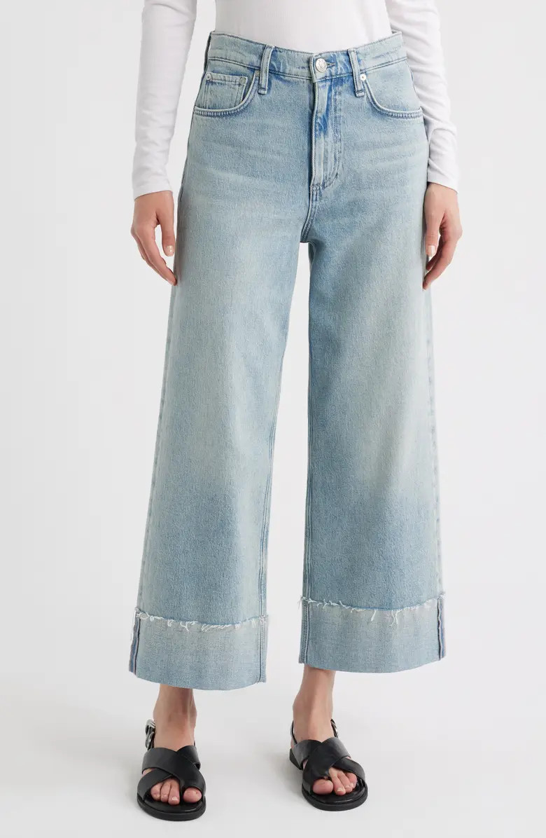 Andi High Waist Raw Cuffed Ankle Wide Leg Jeans | Nordstrom