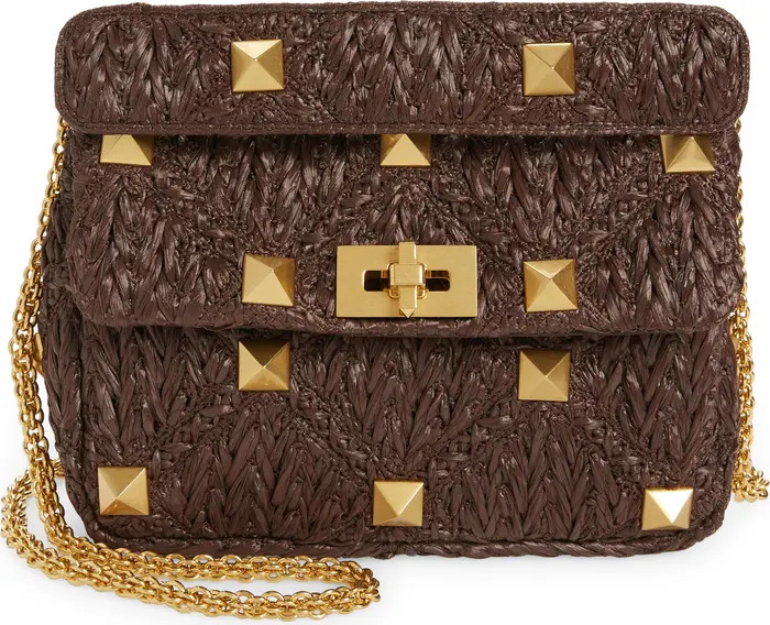 Valentino Garavani Medium Roman Stud Faux Raffia Bag | Nordstrom | Nordstrom