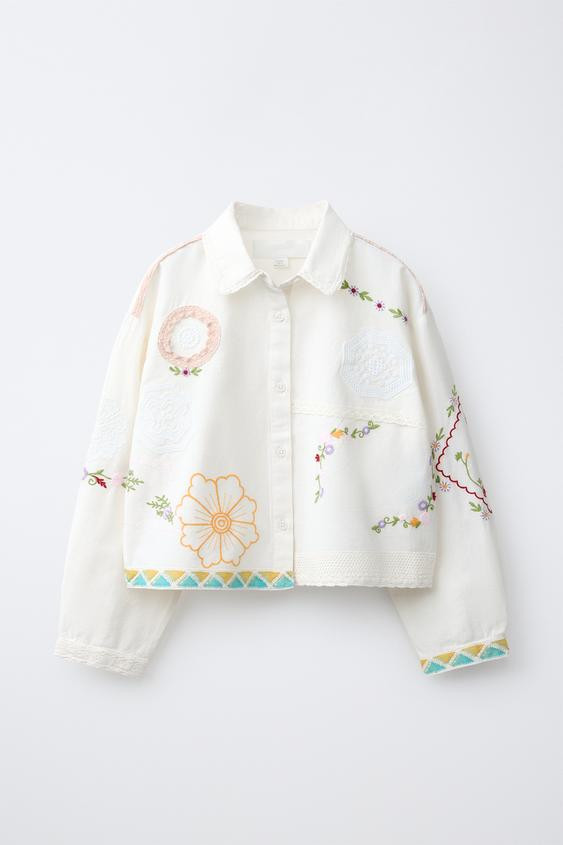 EMBROIDERED SHIRT WITH COTTON AND LINEN | Zara US