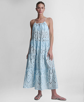 DKNY Women's Tiered Eyelet Maxi Dress Swim Cover-Up - Macy's | Macy's