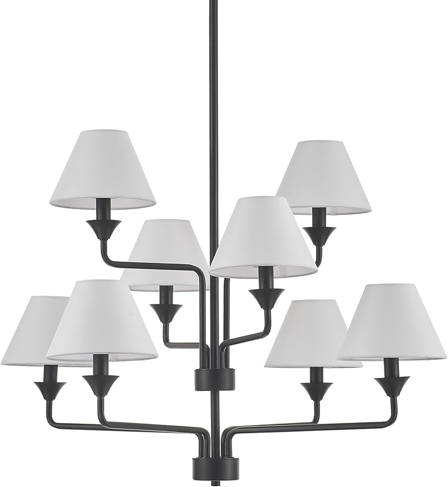 Dia 34.62 inch Modern Farmhouse Chandelier, Boho Chandelier for Dining Room, Large Fabric Pendant... | Amazon (US)