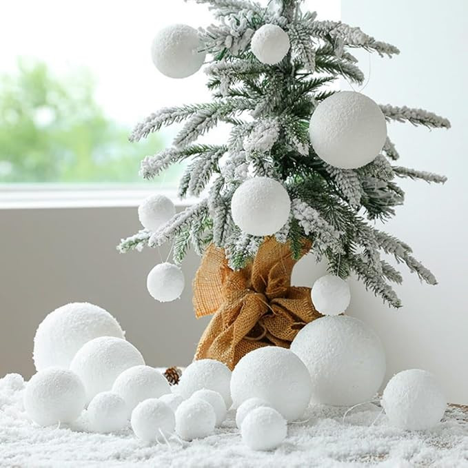 18 Pcs Christmas Balls Ornaments Set, Christmas Hanging Snowballs, Foam Shatterproof White Balls ... | Amazon (US)