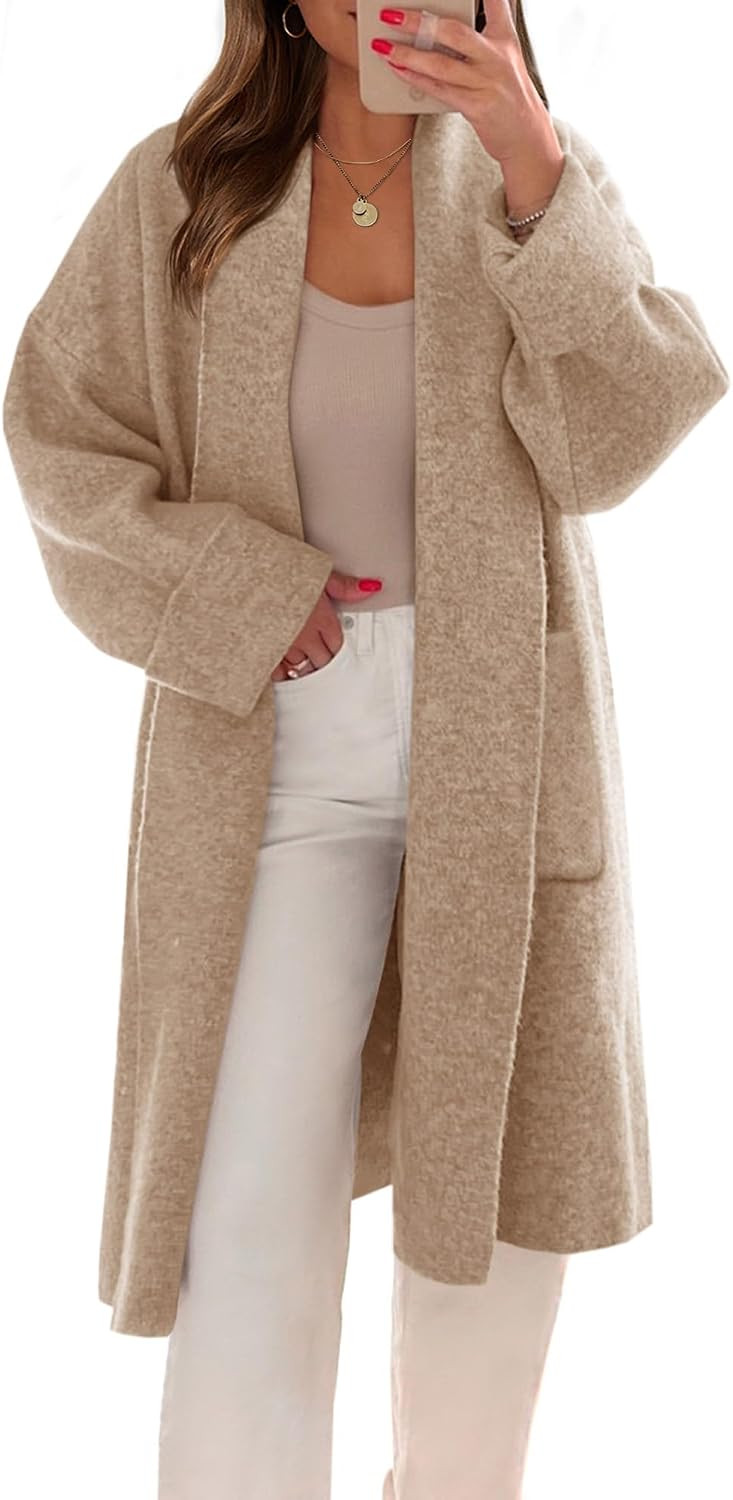 Saodimallsu Womens Long Cardigan Sweaters Chunky Open Front Oversized Slouchy Knit Fall Trendy Coatigan Jackets | Amazon (US)