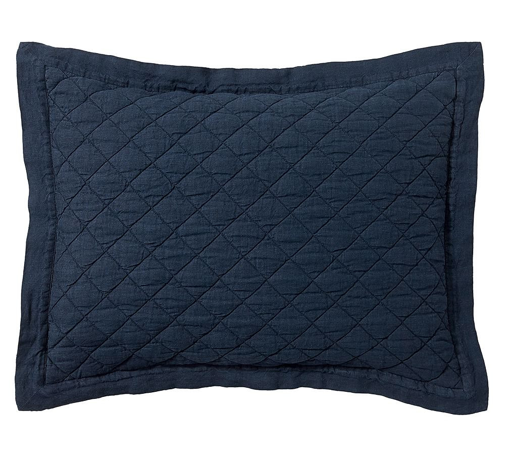 Belgian Flax Linen Diamond Quilted Sham | Pottery Barn (US)