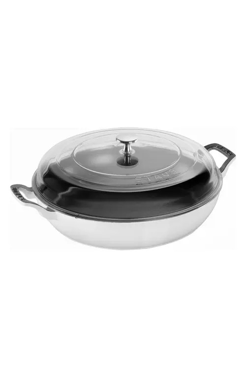 Staub 3.5 Quart Enameled Cast Iron Braiser with Glass Lid in White at Nordstrom | Nordstrom