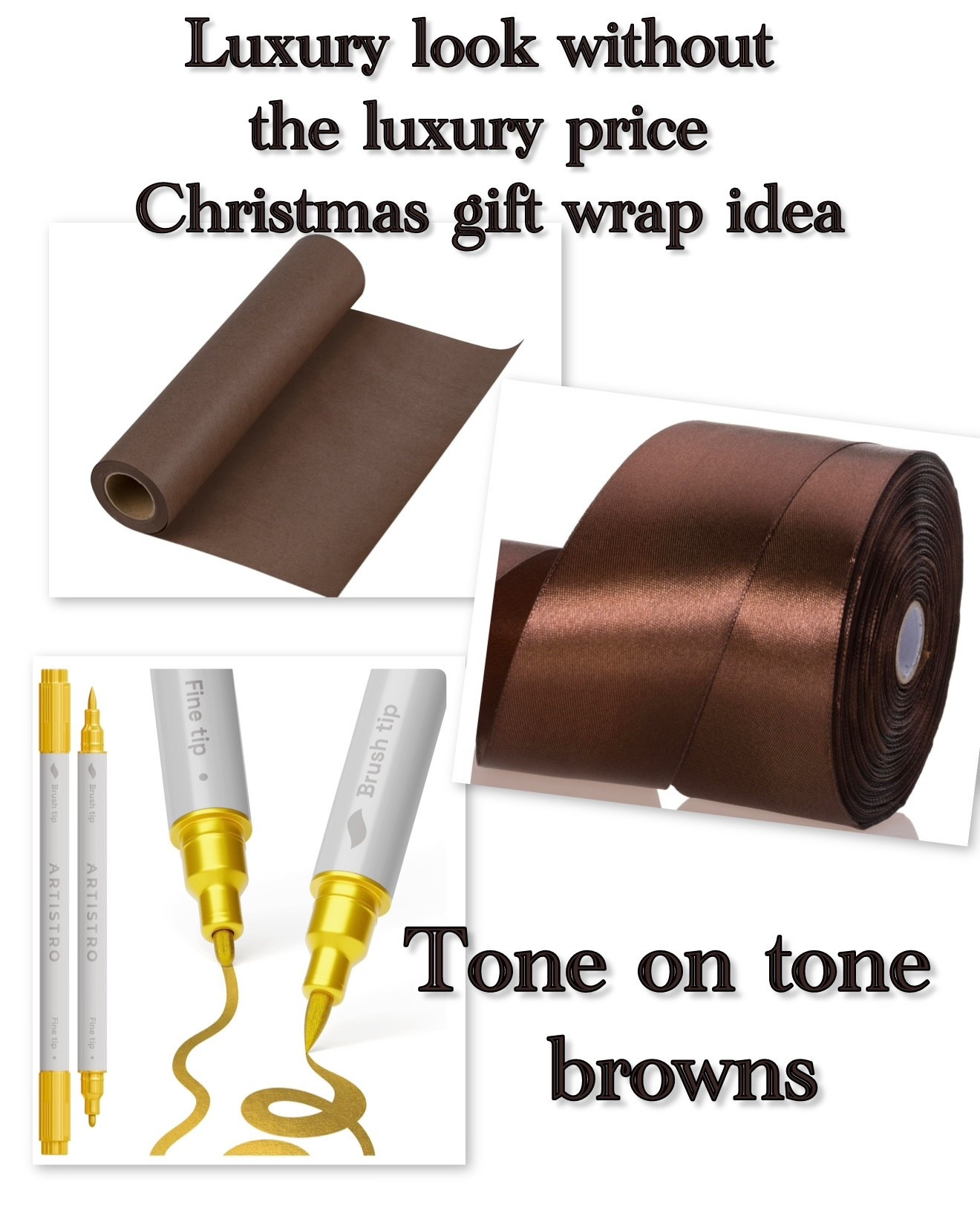 There’s just something about tone on tone that says elegant and luxury to me! Write on the paper or the ribbon with this gold marker for the finishing touch! It’s such a simple way to wrap gifts but feels luxurious and I really think it’s a little way to elevate your gift giving! 

#LTKHoliday #LTKHome