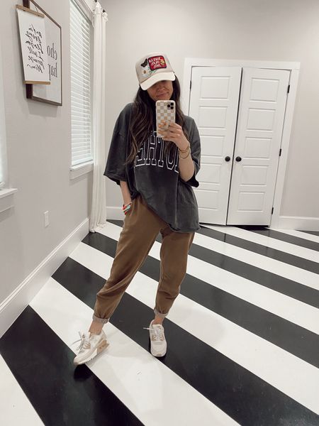 Mother Tee: sized up 4 sizes to an xxl and cut bottom off
Nike air max: true to size 
Trucker hat: etta and east

#LTKFindsUnder50 #LTKStyleTip #LTKFindsUnder100