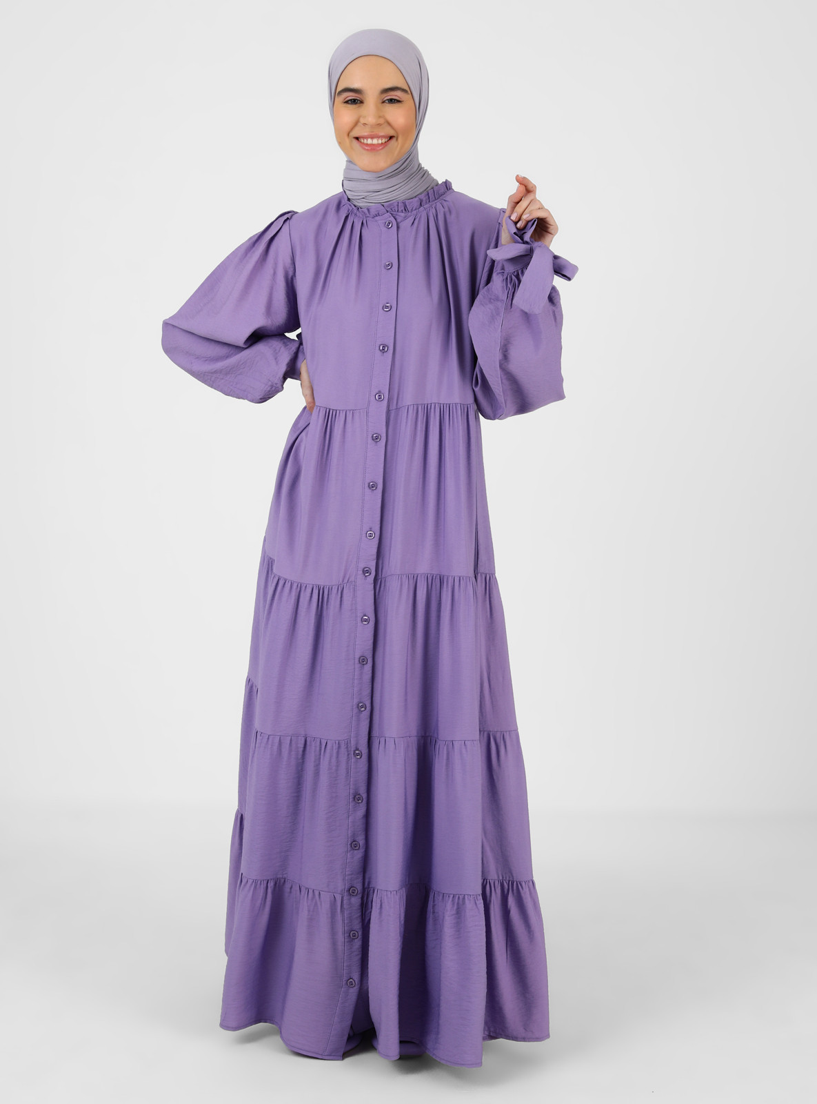 Purple - Vintage Purple - Point Collar - Unlined - Modest Dress | Modanisa (US)