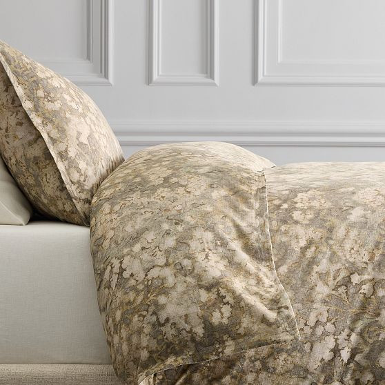 Abstract Hydrangea Duvet, Full/Queen, Vetiver Green | West Elm (US)