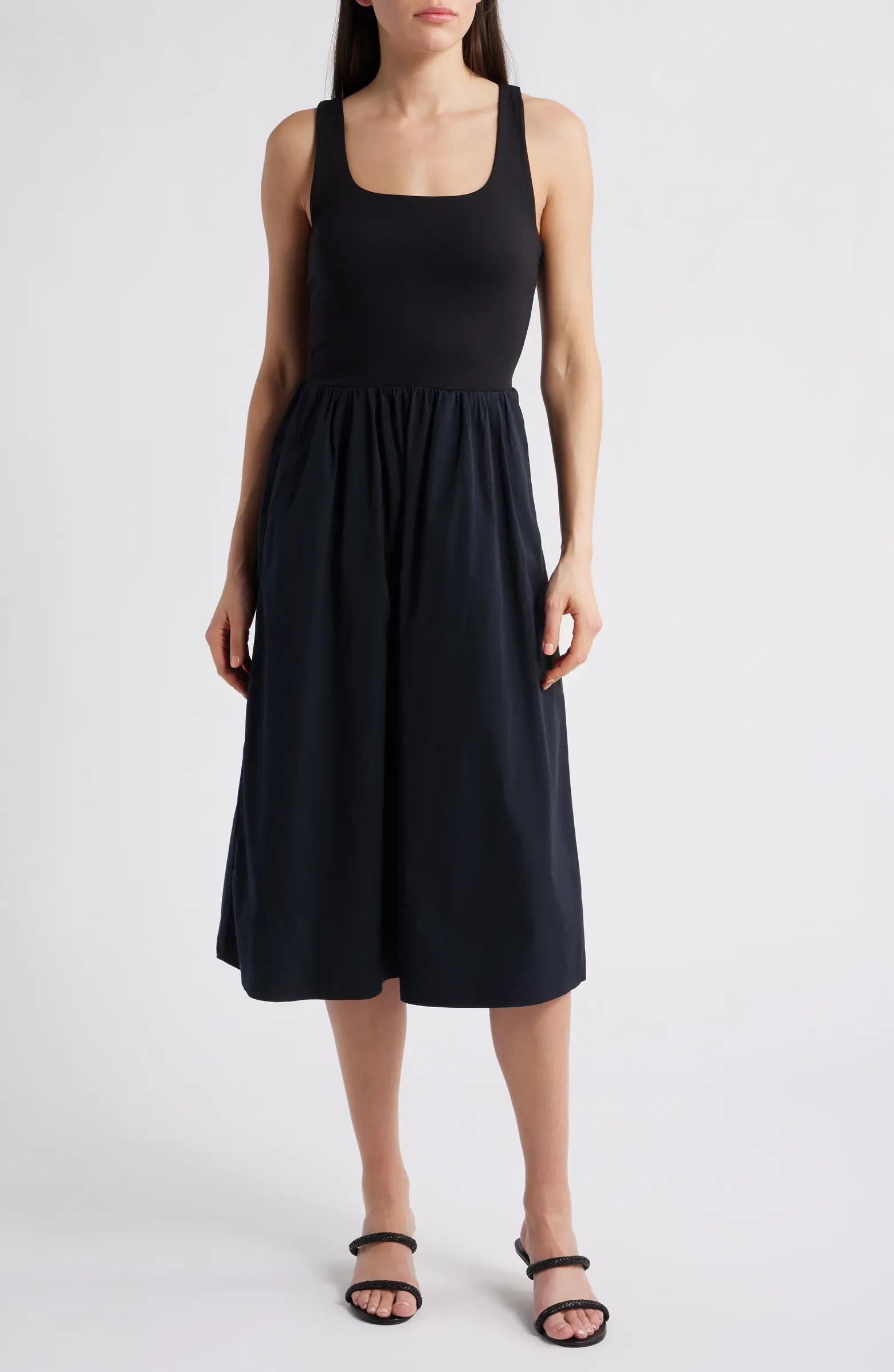 SPANX® SPANXsmooth™ Jersey Mixed Media Midi Dress | Nordstrom | Nordstrom