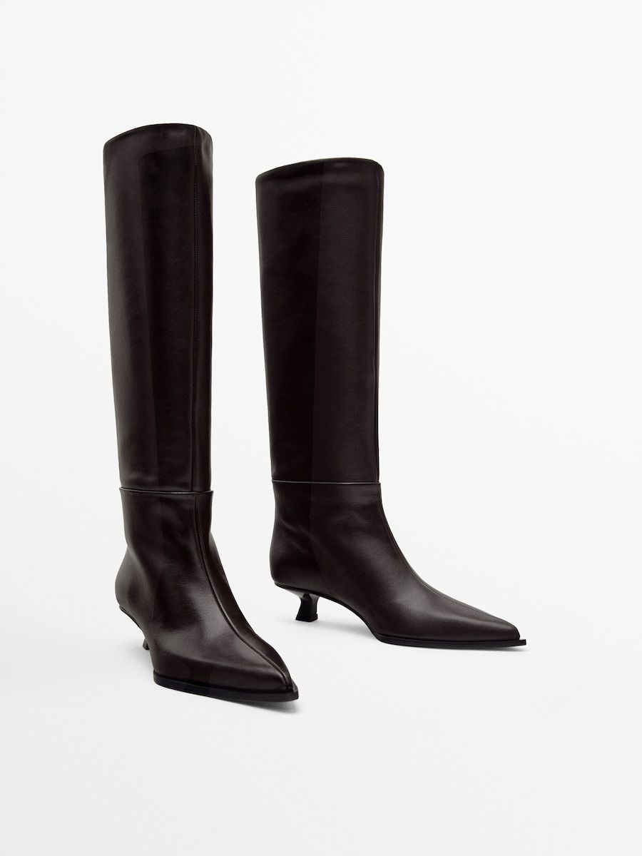 Heeled leather boots - Limited Edition | Massimo Dutti UK