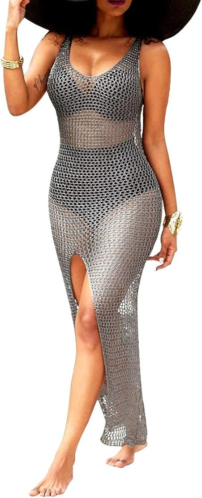 PerZeal Women Swimsuit Crochet Swim Cover Up Summer Bathing Suit Swimwear Knit Short Sleeve Pullo... | Amazon (US)