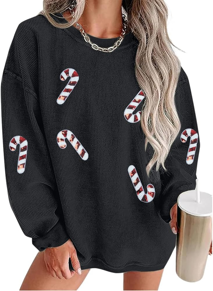 Merry Christmas Sweatshirt Women Christmas Sequin Tops Hoodie Christmas Party Pullover with Pocke... | Amazon (US)