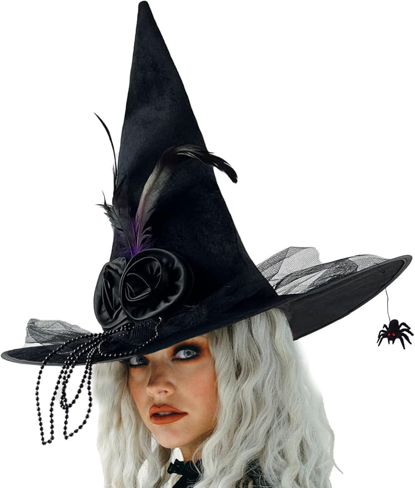 Halloween Witch Hat with Black Spider Witch Costume Accessories for Women Halloween Party Masquer... | Amazon (US)