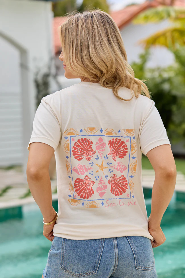 Sea La Vie Ivory Graphic Tee | Pink Lily