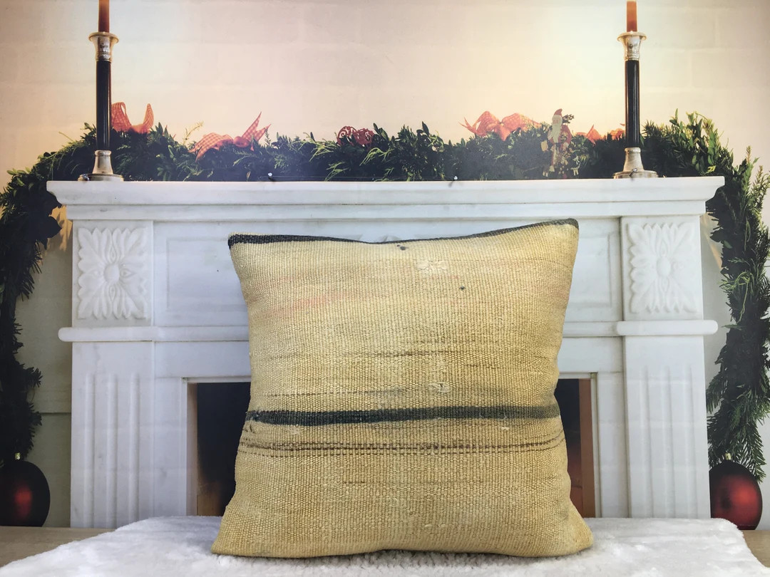 kilim pillow, handmade pillow, 20 x 20 kilim pillow, bohemian pillow, striped pillow, outdoor kil... | Etsy (US)