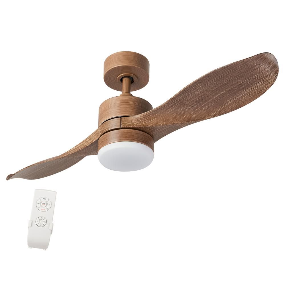Merra 42 in. 2-Blade Natural Walnut Ceiling Fan with LED Light Kit and Remote Control with Color ... | The Home Depot