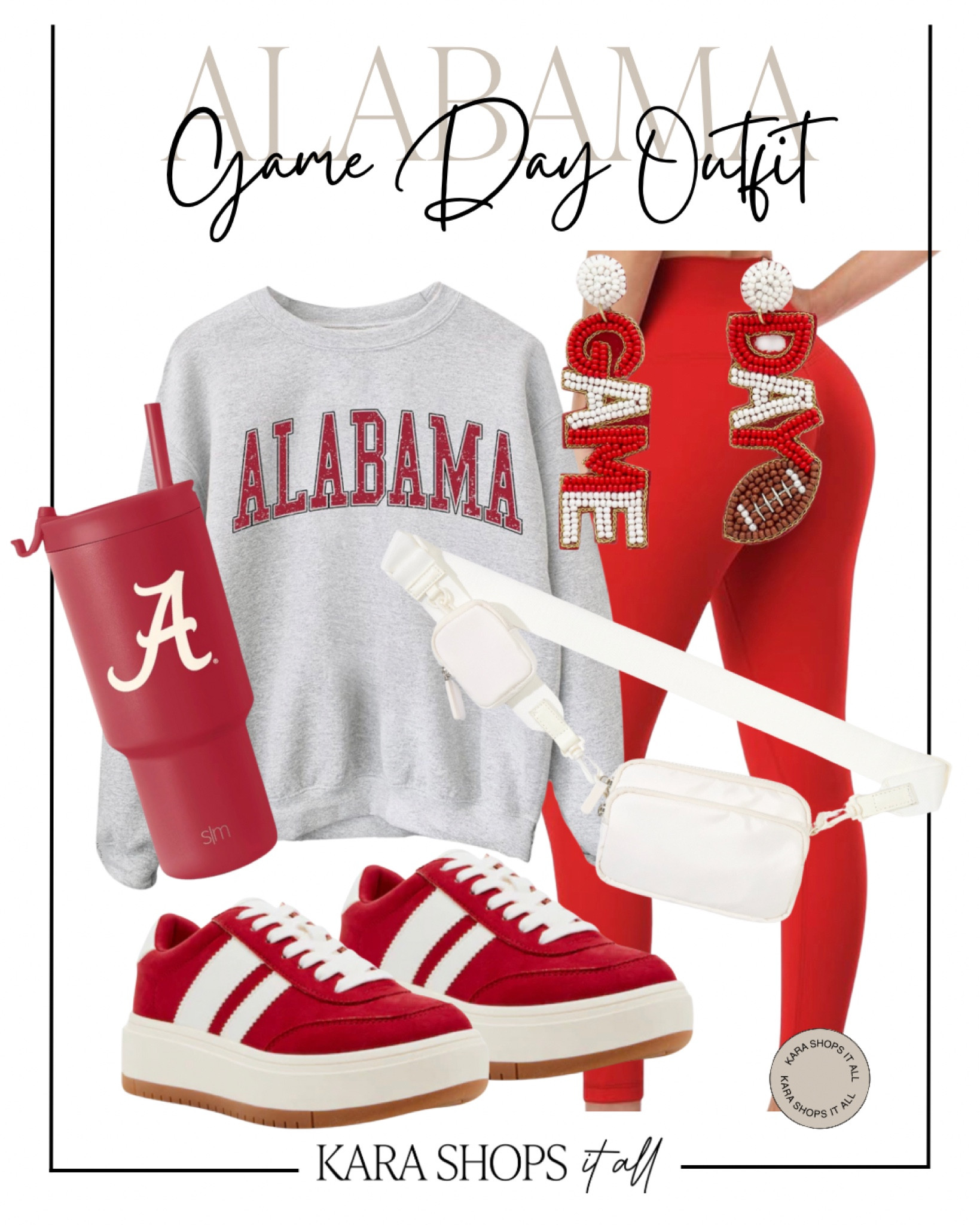 Alabama game day style! Crewneck, red leggings, red sneakers, belt bag and Alabama tumbler! 

#LTKSaleAlert #LTKStyleTip #LTKFallSale