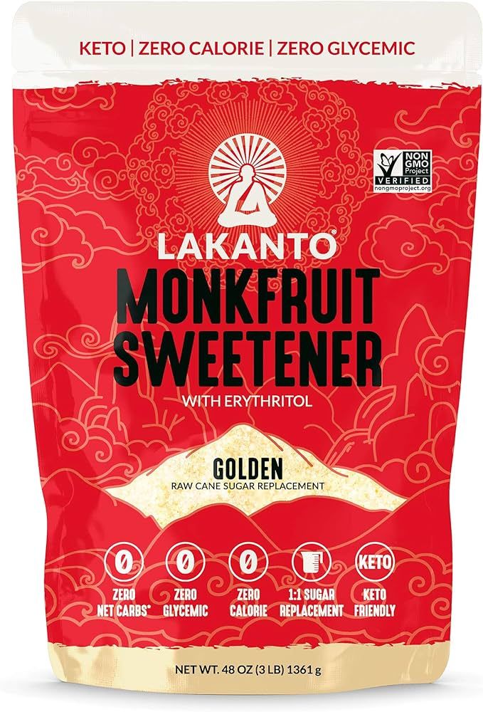 Lakanto Golden Monk Fruit Sweetener with Erythritol - Raw Cane Sugar Substitute, Zero Calorie, Ke... | Amazon (US)