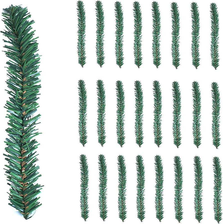 24 Pcs Garland Ties Artificial Pine Needles Santa’s Factory Christmas Tree Branches Wired Faux ... | Amazon (US)